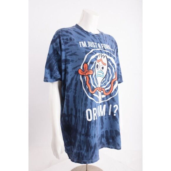 Disney Mens Toy Story Forky T-Shirt Tie Dye XL Blue short sleeved - Picture 2 of 6